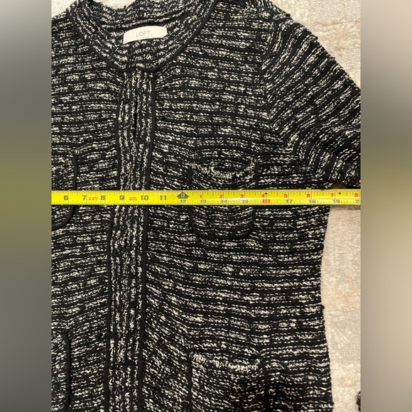 LOFT Sweater Womens Large Black White Chunky Knit Cardigan Wool Blend Casual - Picture 5 of 11
